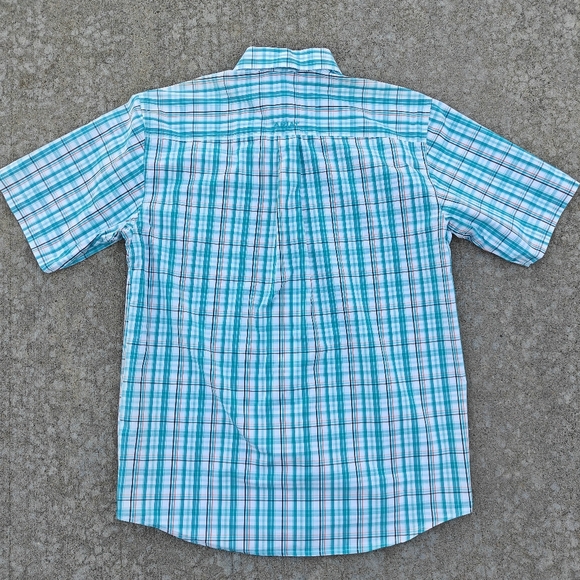 Ariat Men's Pro Shirt Blue White Plaid Medium Cowboy Button Down Short Sleeve - Picture 4 of 9